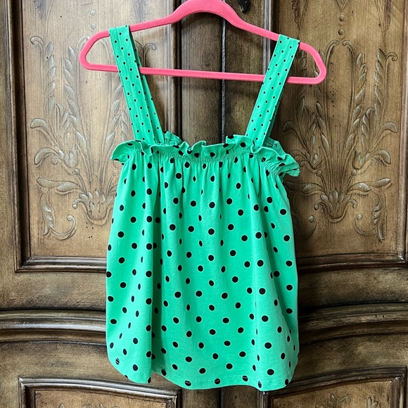 Zara Girls Cotton Green Polka Dot Top Size 9 sleeveless Retro Top - Picture 4 of 8